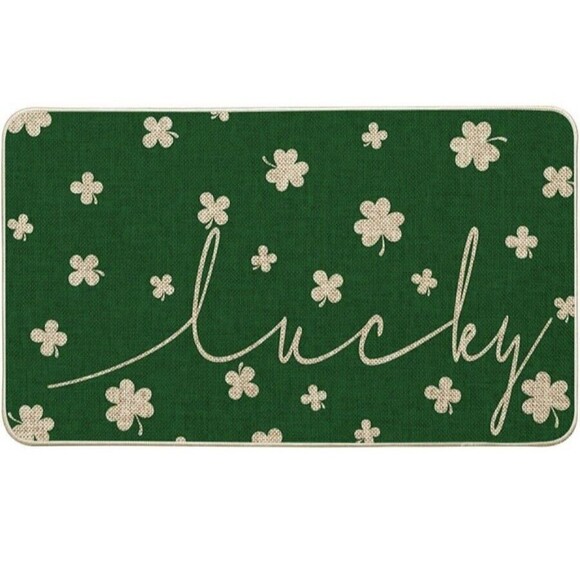 Artoid Mode Shamrock Lucky St. Patrick's Day Doormat, Spring 17" x 29" Green New - Picture 1 of 6